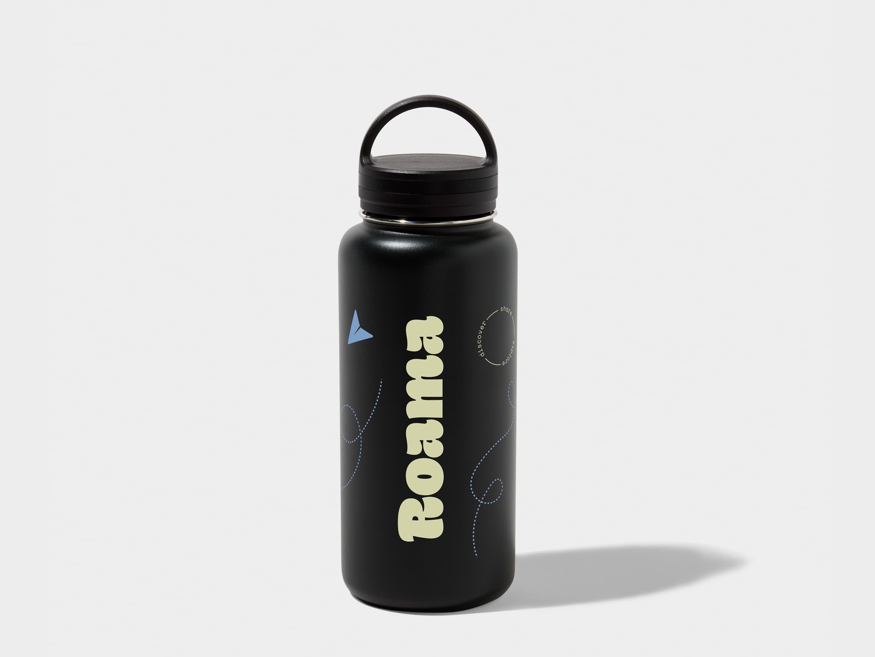 Large Insulated Water Bottle in Jet Black with 360 wrap printing customisation