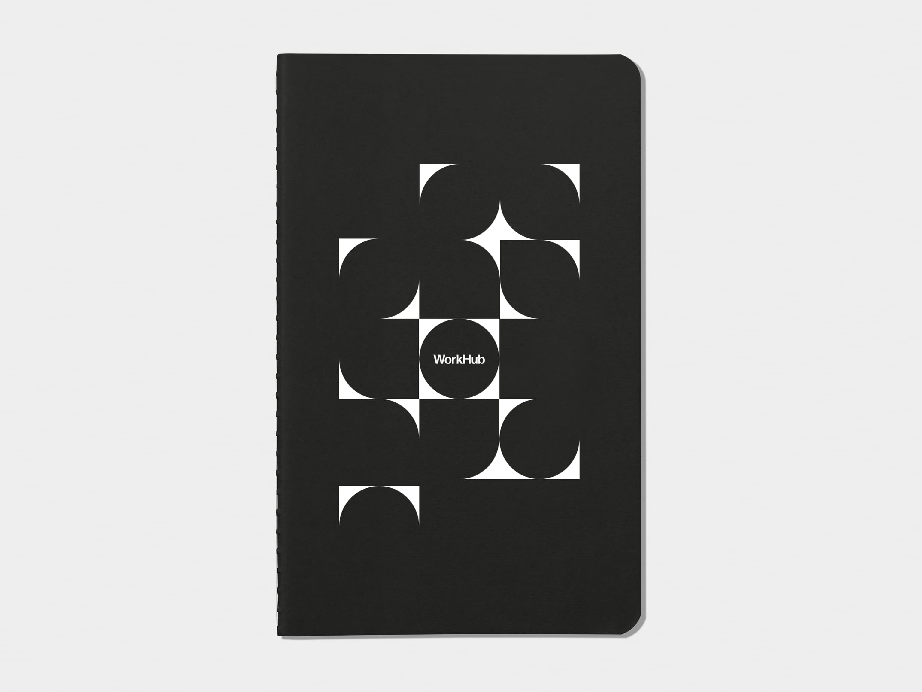 Jet Black  soft cover journal with white foil pattern