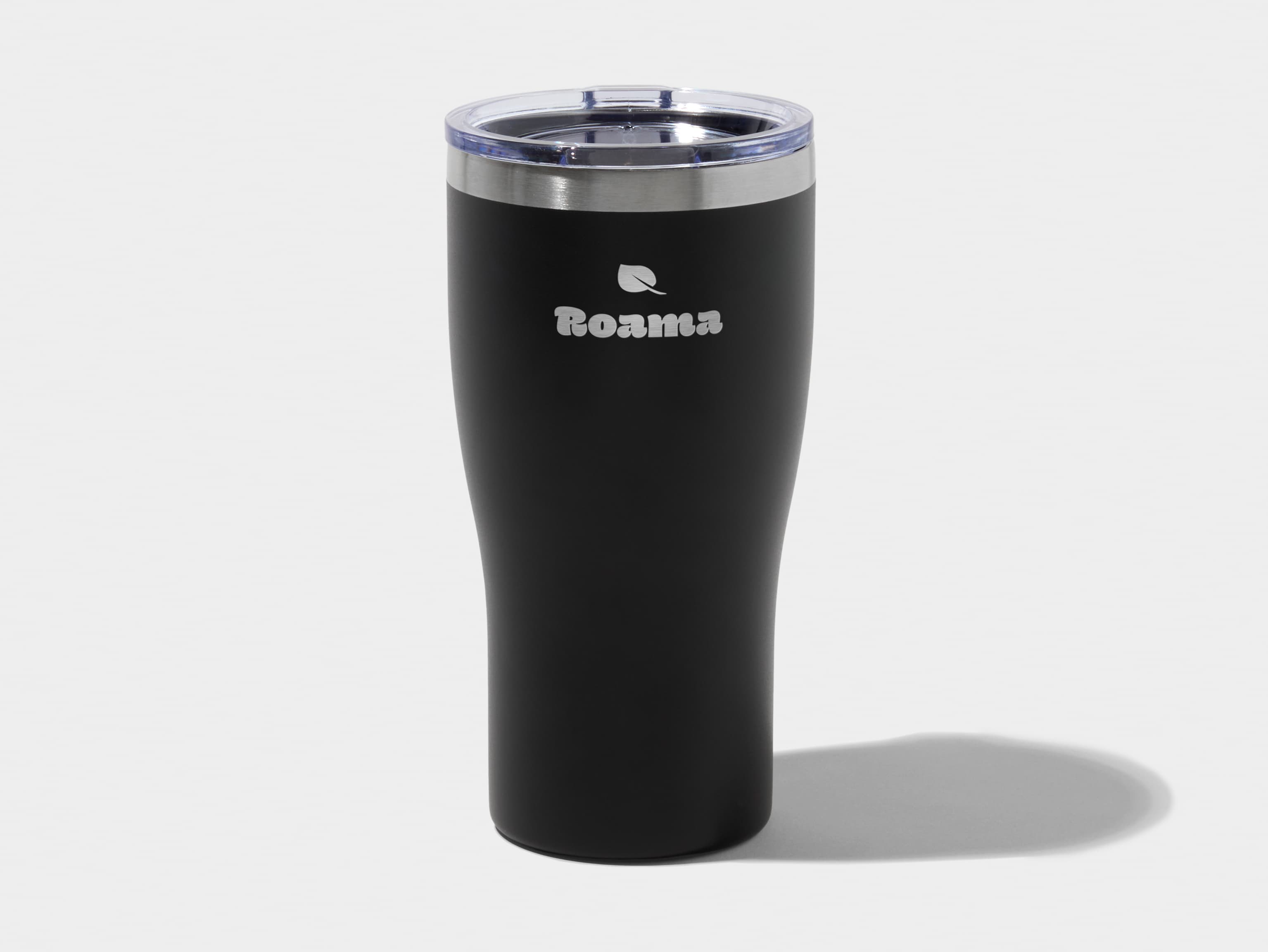 A jet black insulated tumbler with engraving customisation.