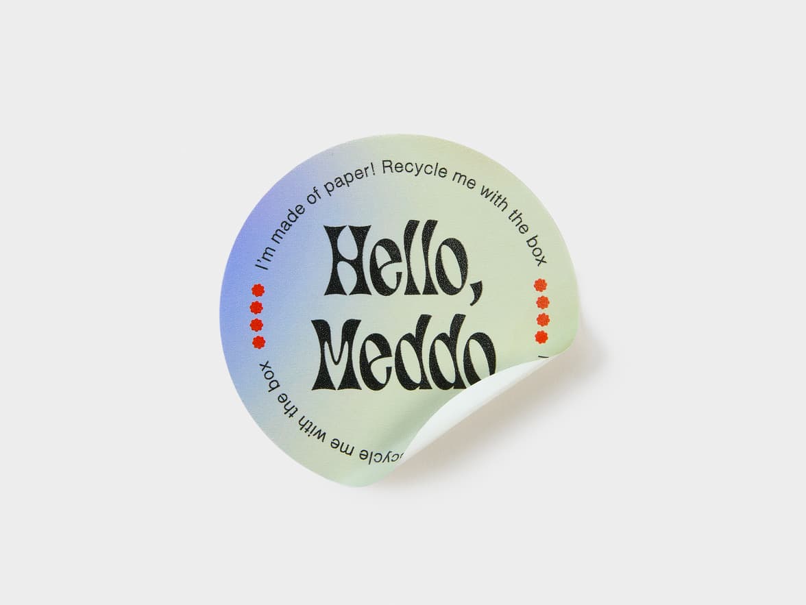 A customized round matte paper sticker in size 3 inch.