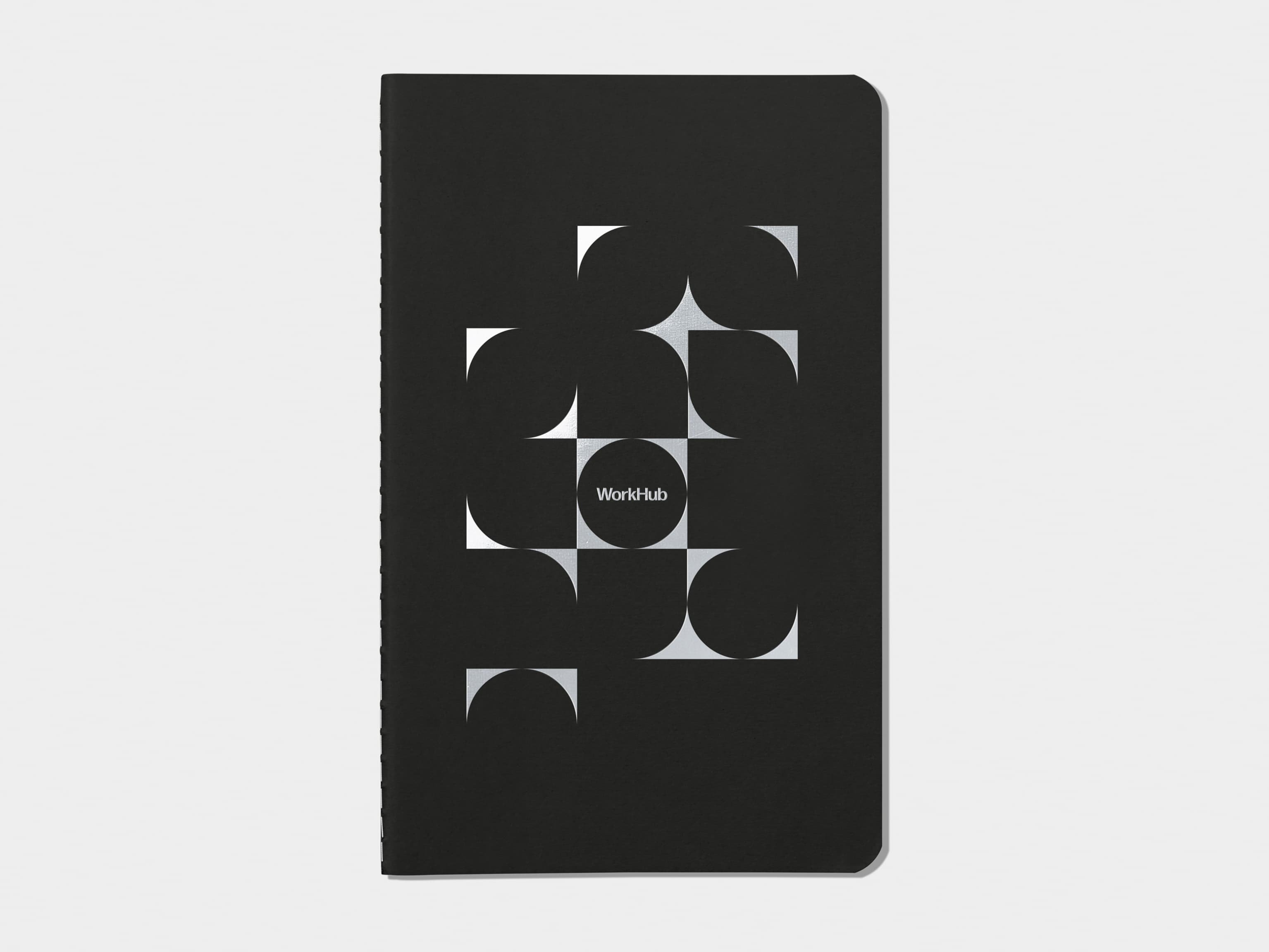 Jet Black  soft cover journal with silver foil pattern