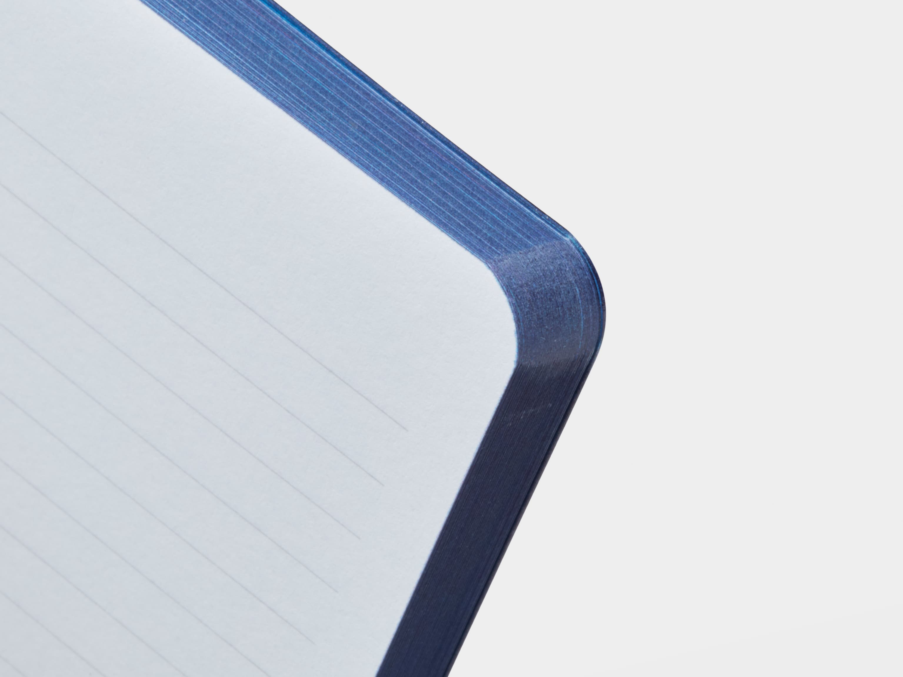 Edges of the Large Midnight Blue MOO Softcover Notebook