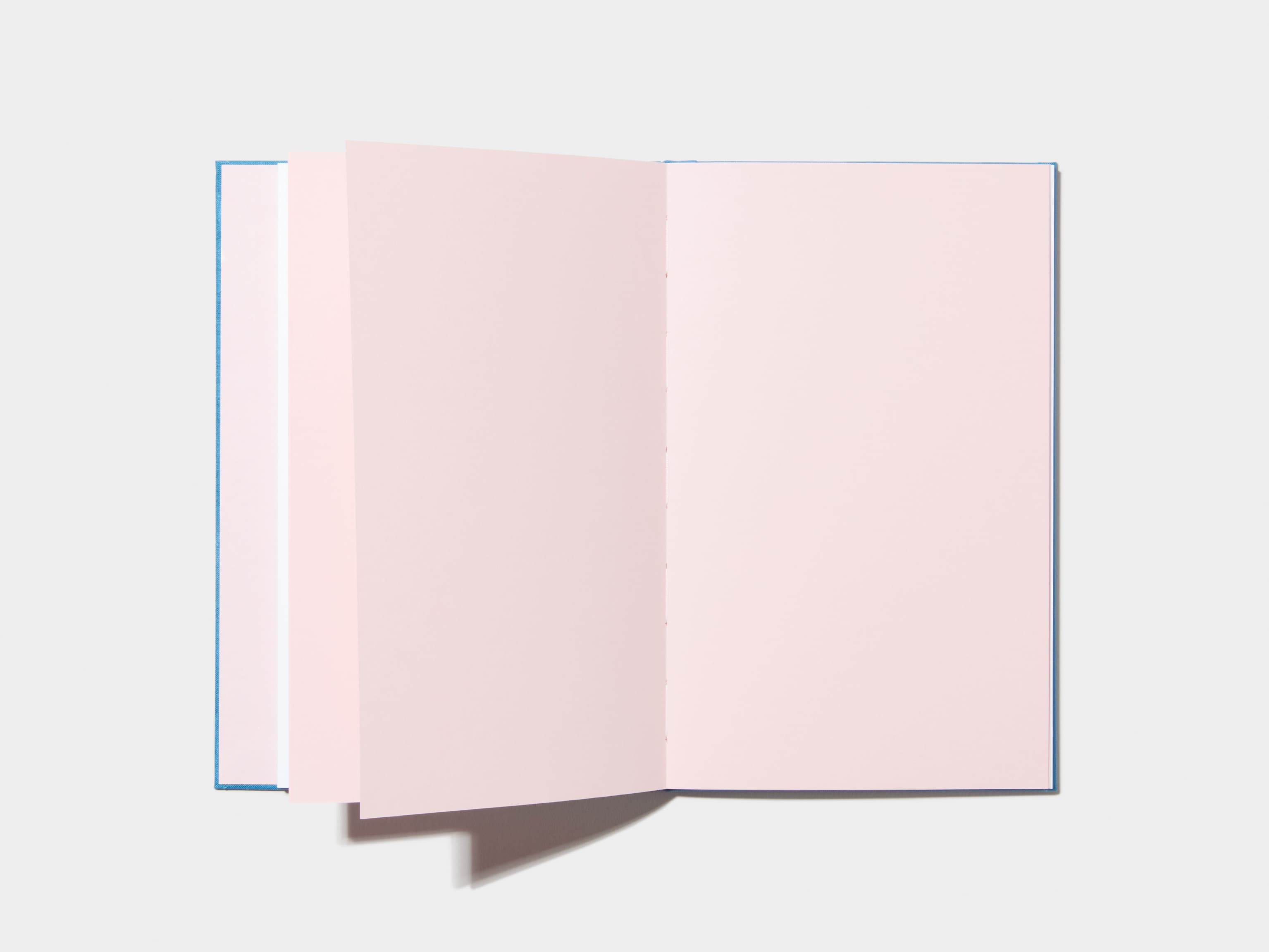 An opened Sky Blue Hardcover Notebook with empty pages 