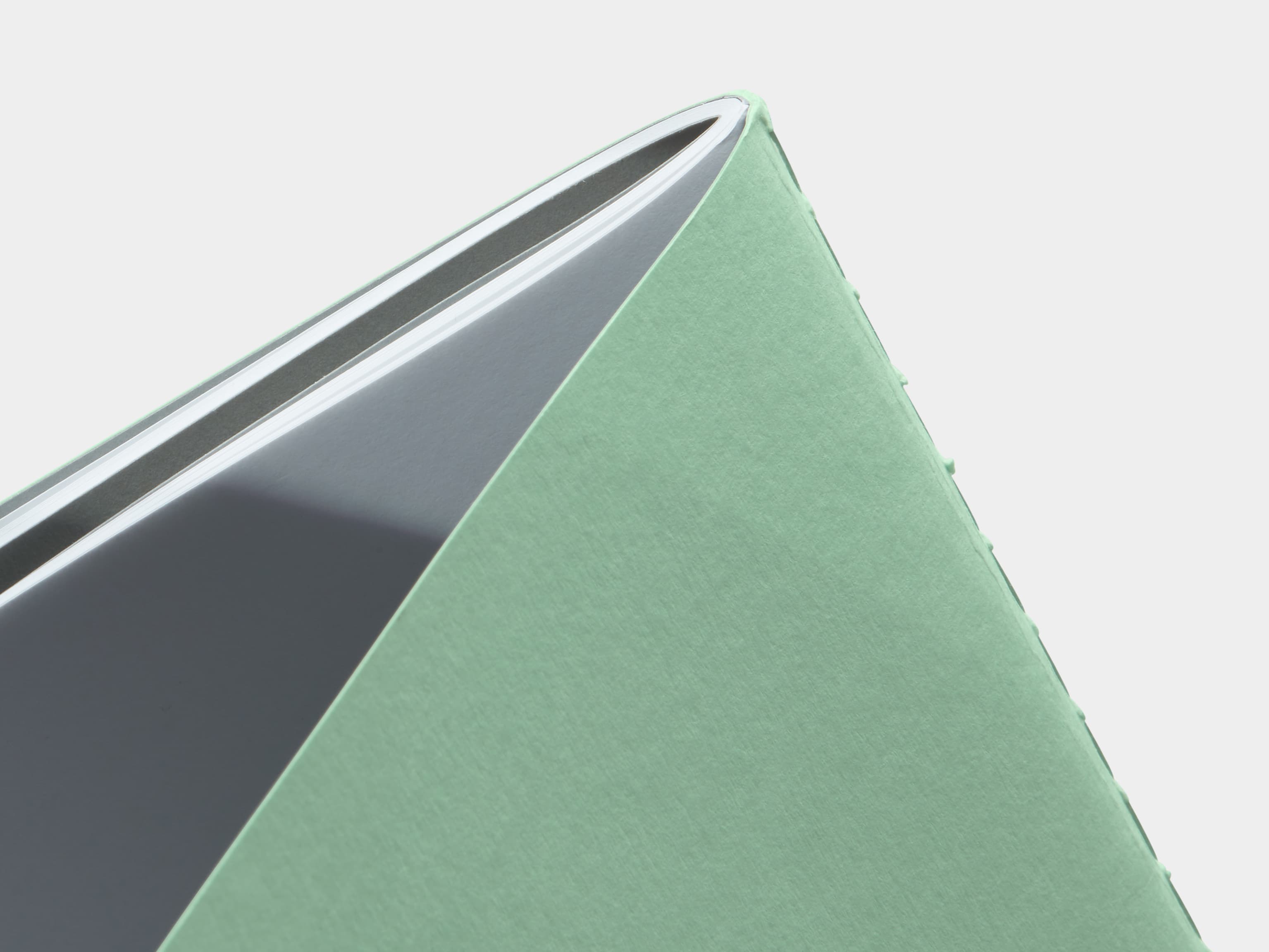 Mint Green soft cover journal close up of pages