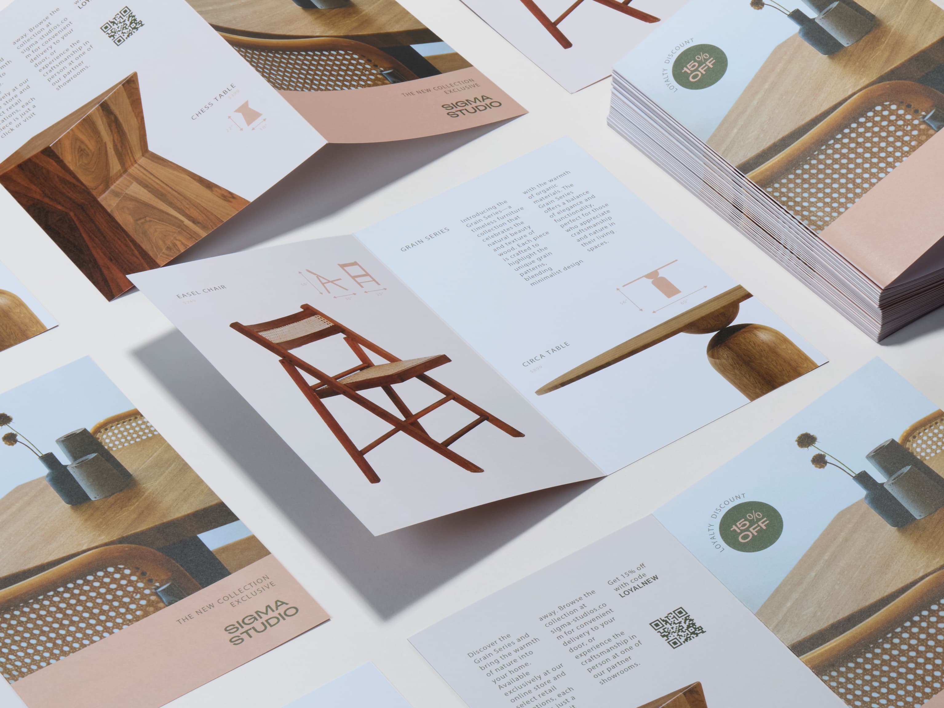 A collection of matte bi-fold brochures.