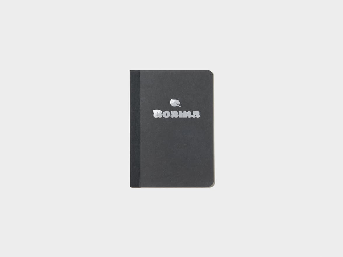 Black Tape Bound Notebook with silver foil in A6 