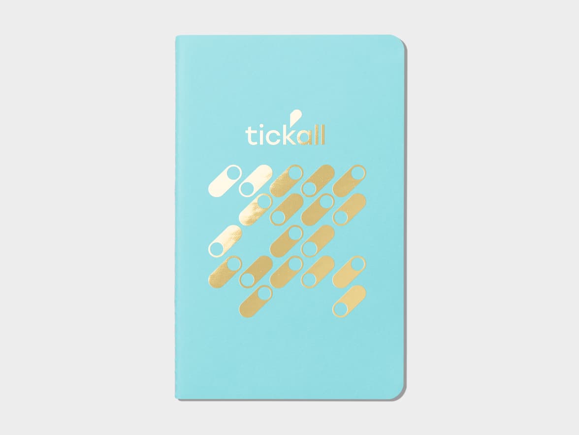 Turquoise soft cover journal with gold foil pattern