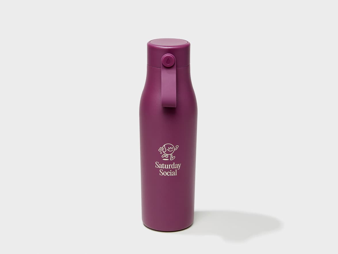 A mulberry MOO water bottle with engraving customization.