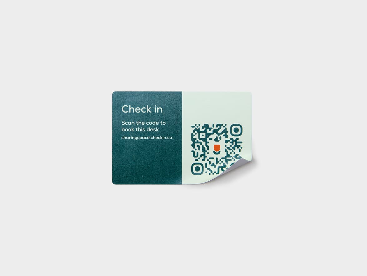 A rectangular coated sticker with dark and light green customization.